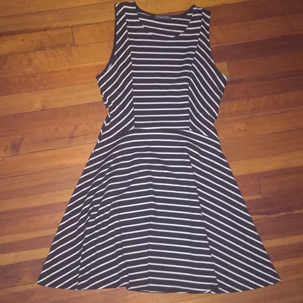 Black and white striped skater dress
